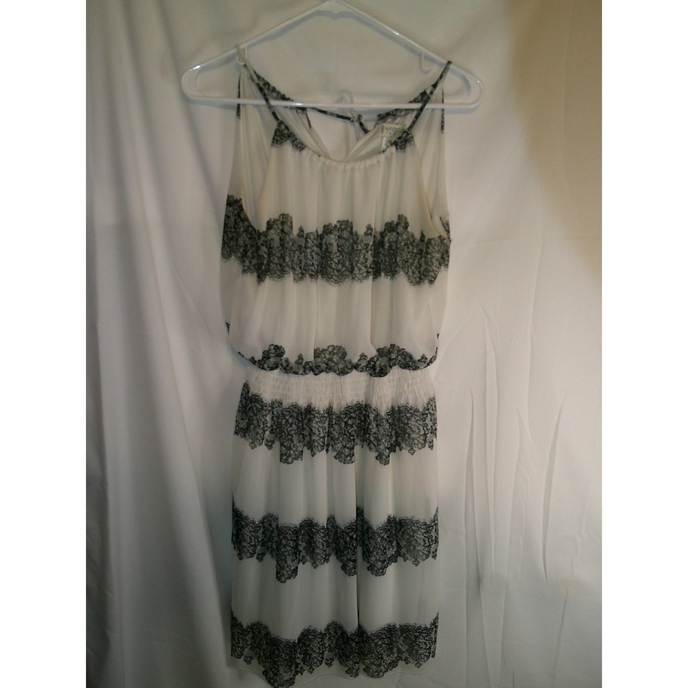 Enfocus Studio Dress Black Lace Trim Sleeveless Casual White Size 10